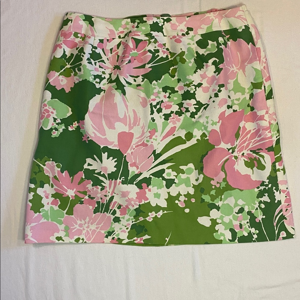 Talbots Floral A Line Skirt in Green and Pink